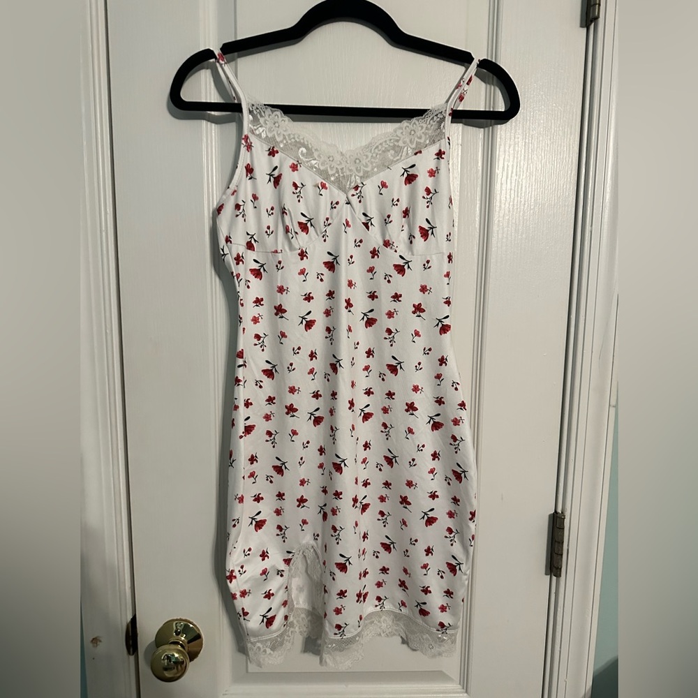 Slip dress with roses